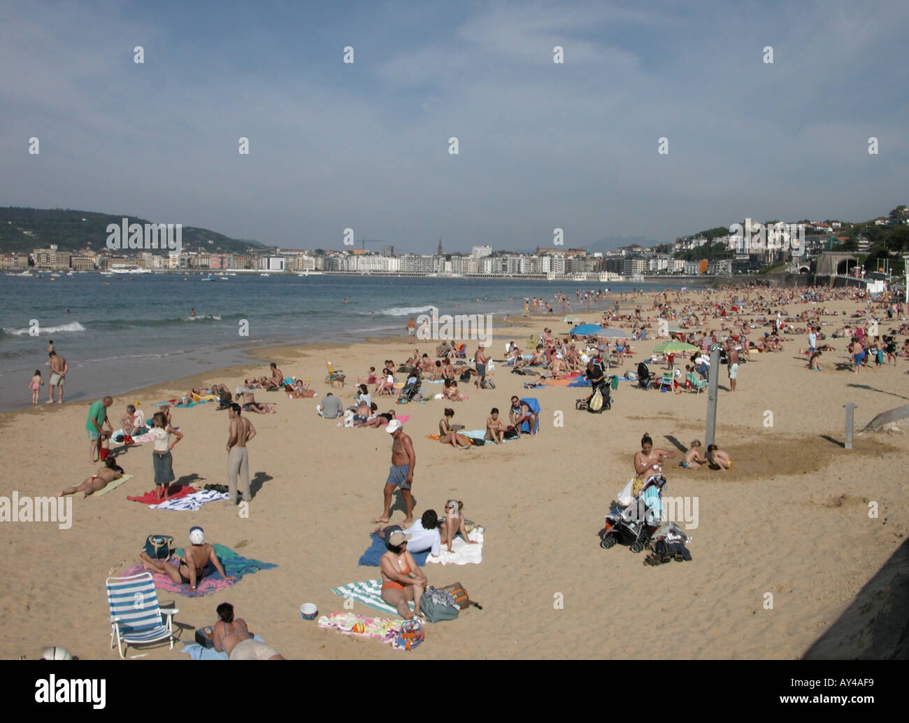 The beach of Playa de Ondarreta San Sebastian in the Basque region of Spain Stock Photo