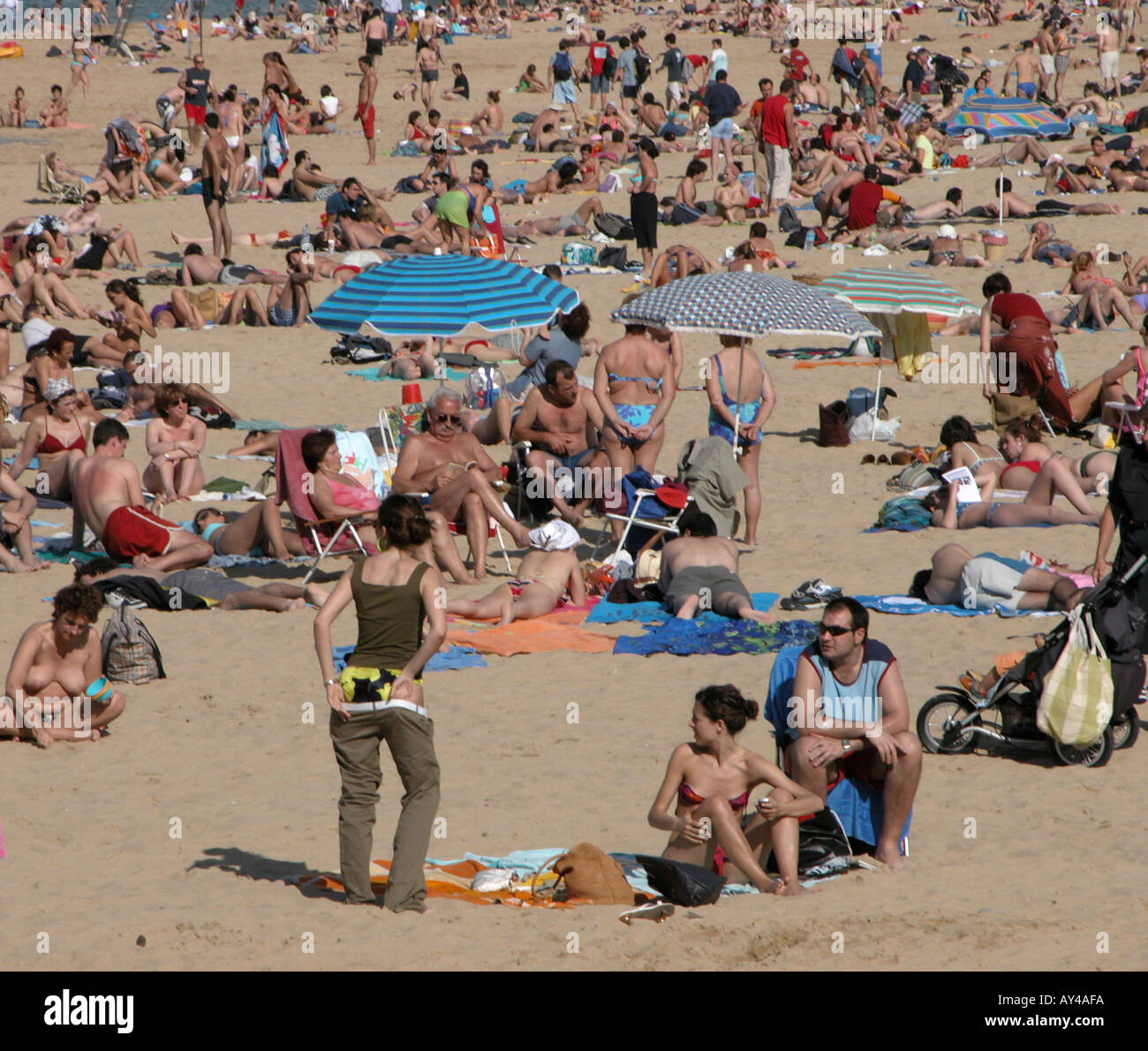 The beach of Playa de Ondarreta San Sebastian in the Basque region of Spain Stock Photo