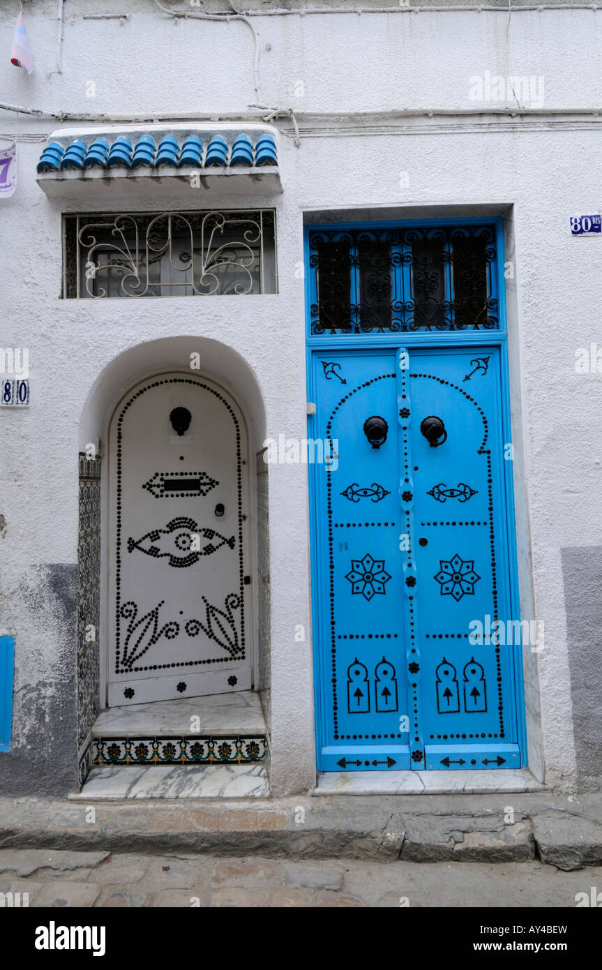 Two Doors, Tunis medina, Tunisia Stock Photo