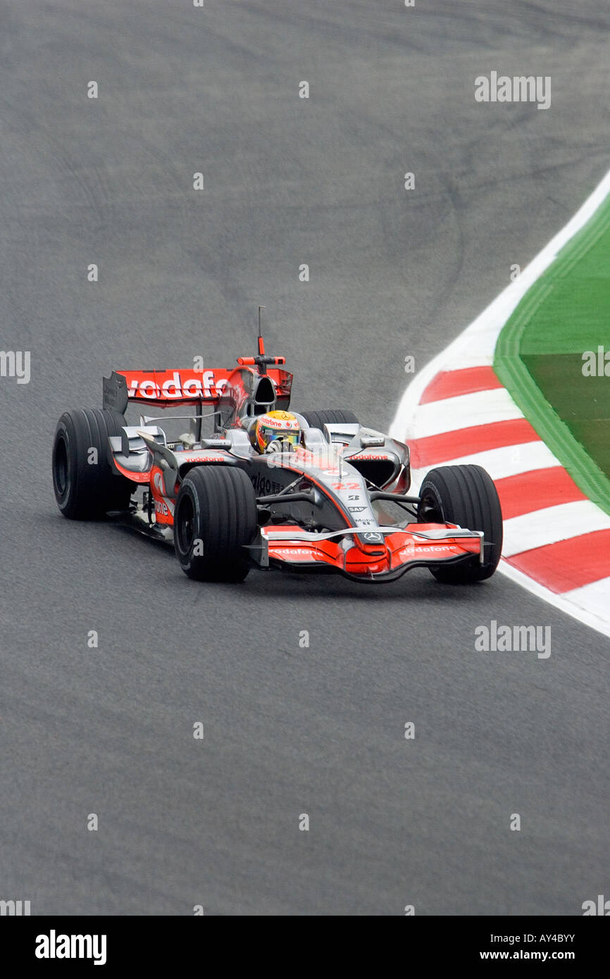Lewis Hamilton driving for the Formula One McLaren-Mercedes team Stock