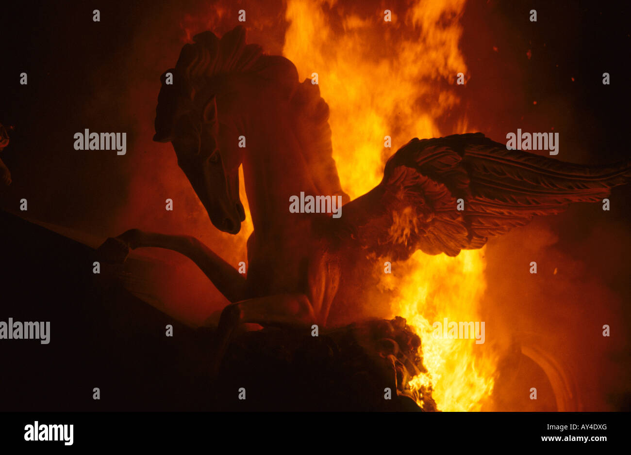phantasy dream horse on fire Stock Photo