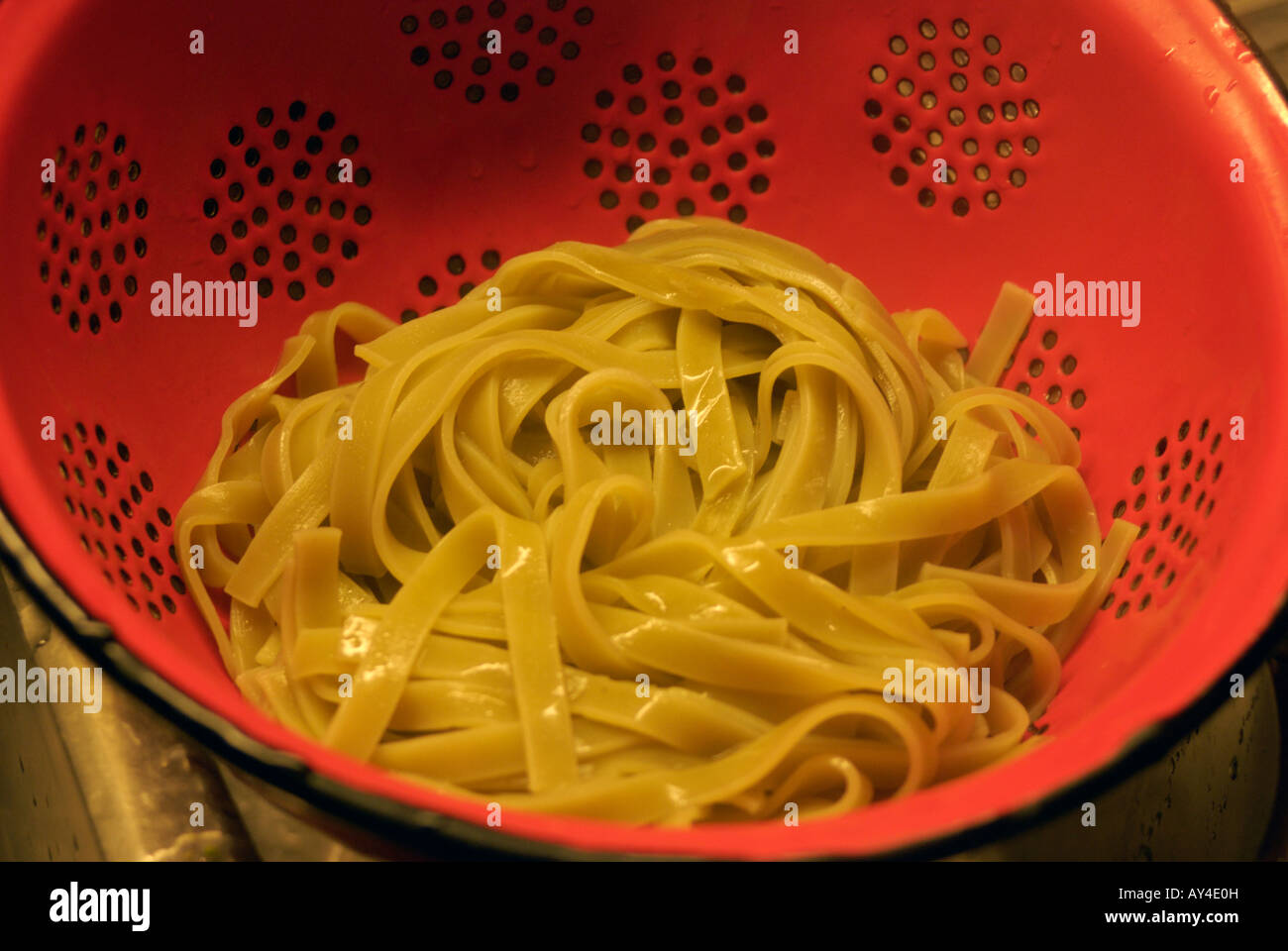 Pasta in a sieve Stock Photo Alamy