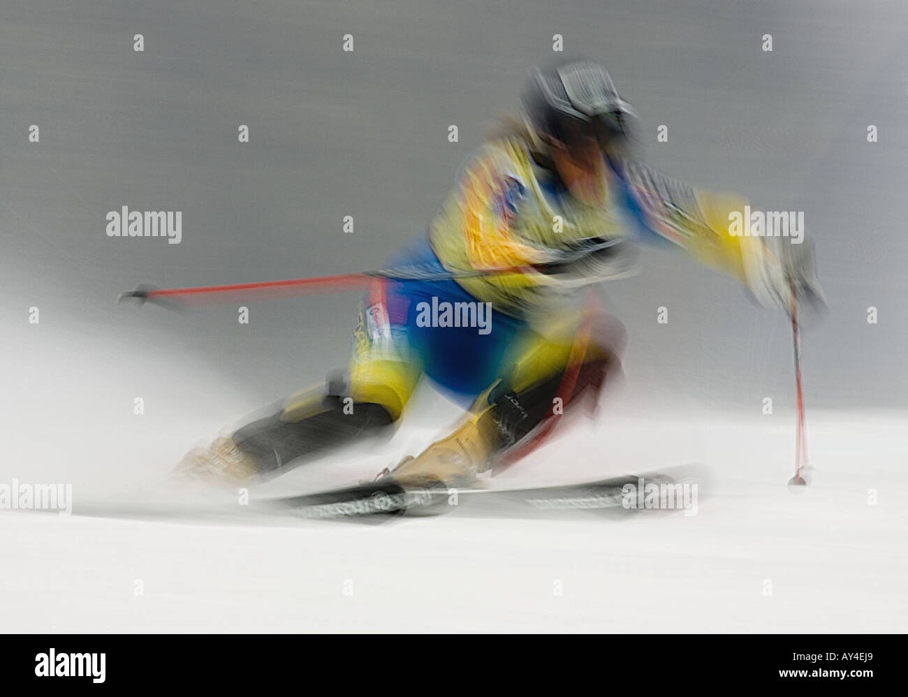 Ski alpin, Giant Slalom, Typical blurred  - Weltcup Damen, Ofterschwang/GER - 04 02 2006 Stock Photo