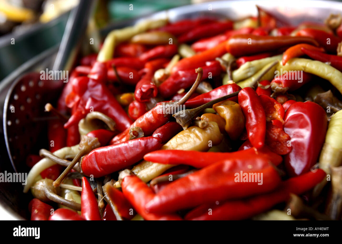 Chillis on display at the Brighton food festival Sussex Stock Photo