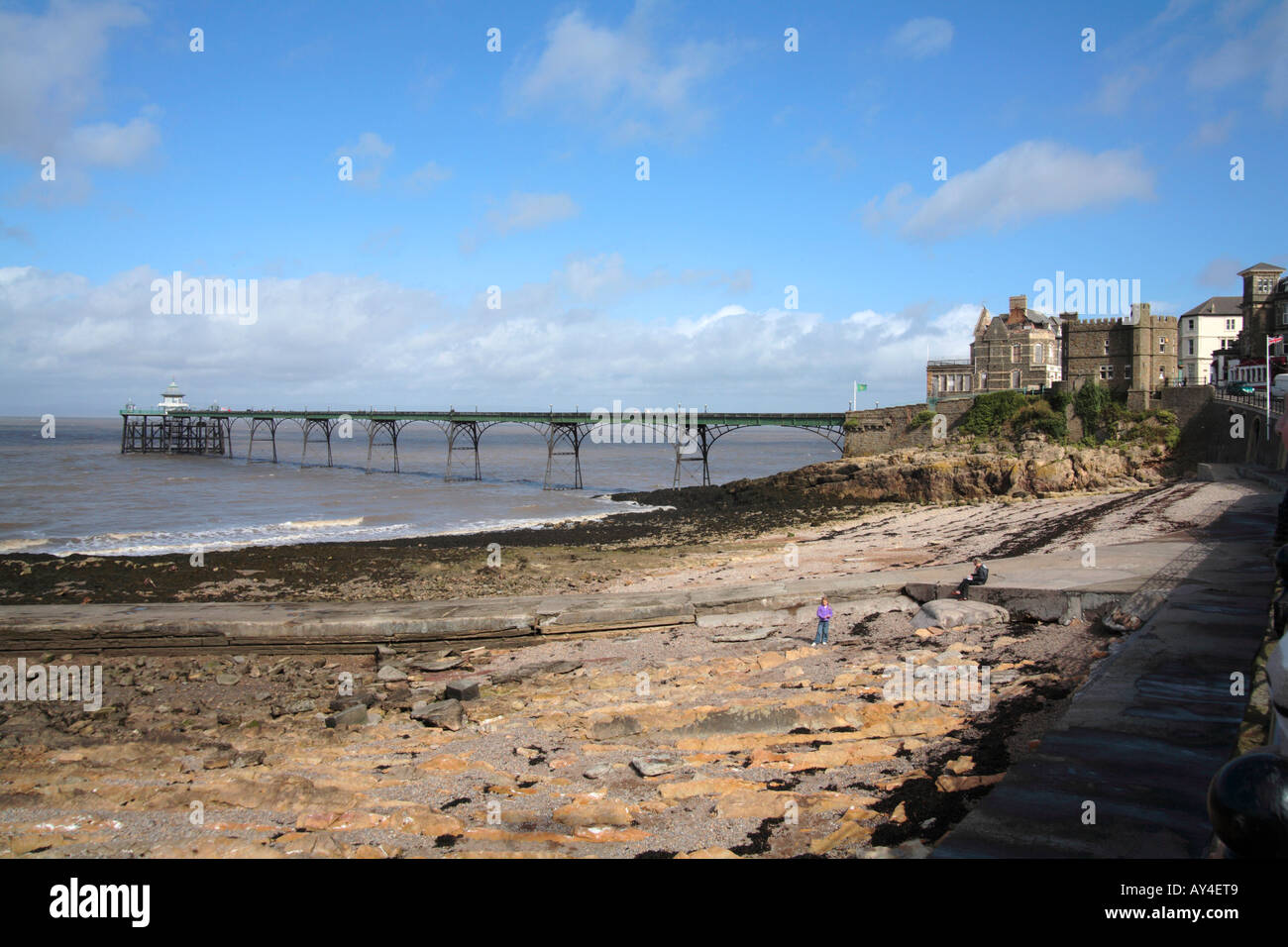 Clevedon Pier and sea front, Somerset, England Stock Photo