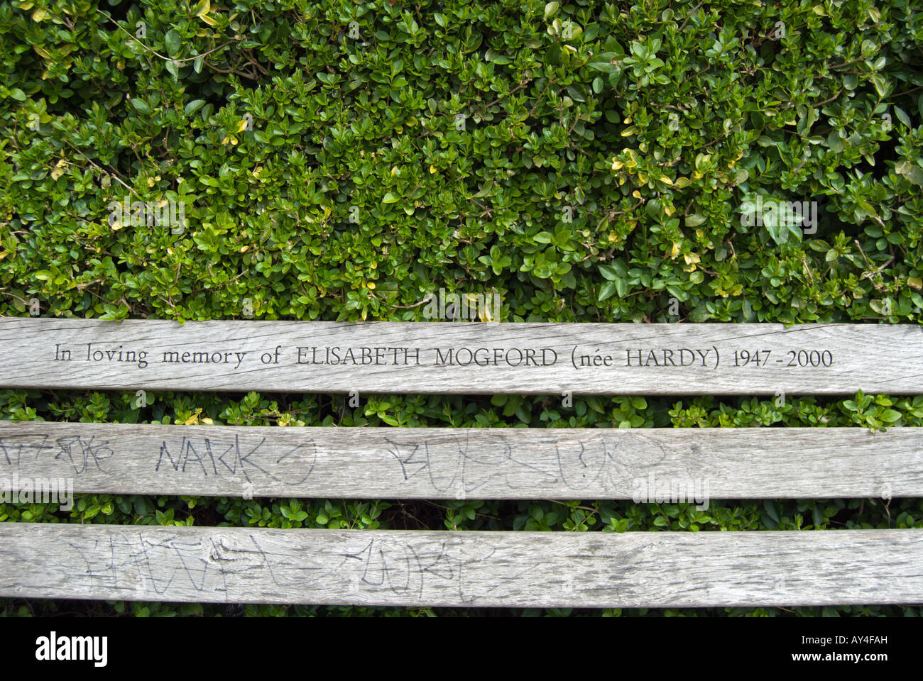 inscription on memorial bench facing the river thames in richmond upon