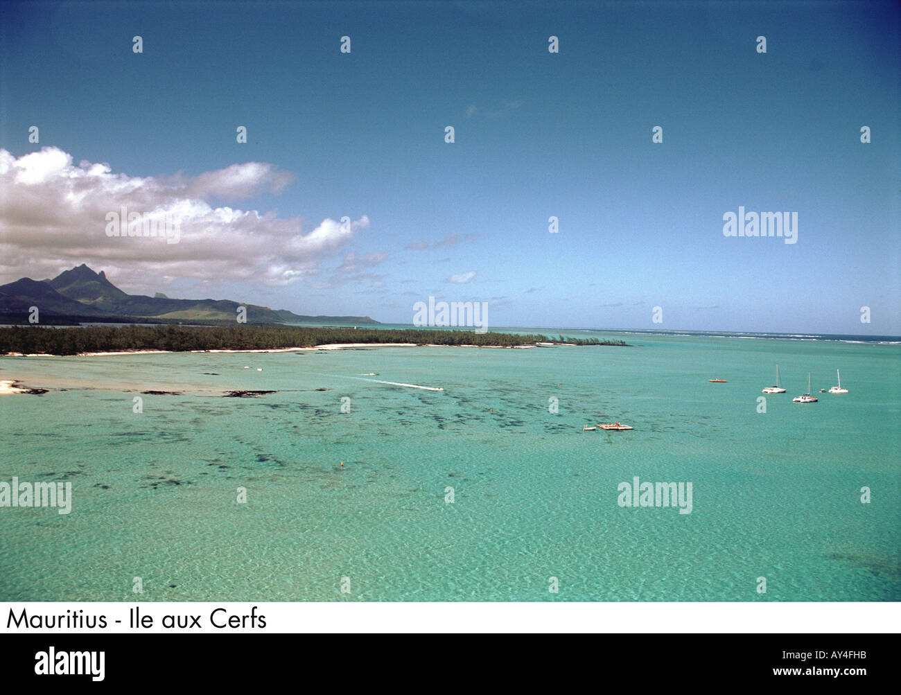 Ile aux Cerfs, lagoon, landscape Stock Photo