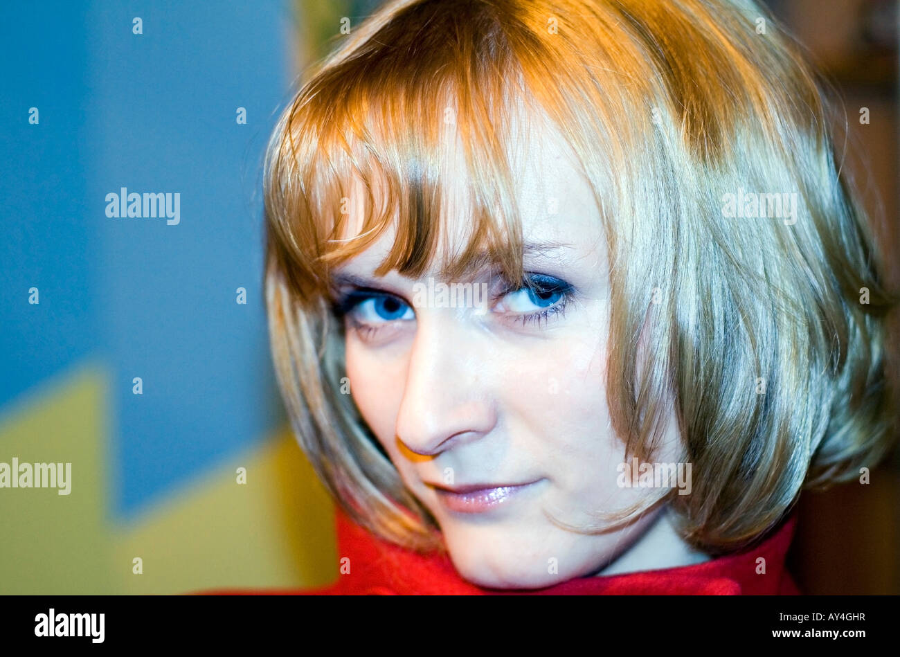 Face close up of a woman with beautiful blue eyes Stock Photo - Alamy
