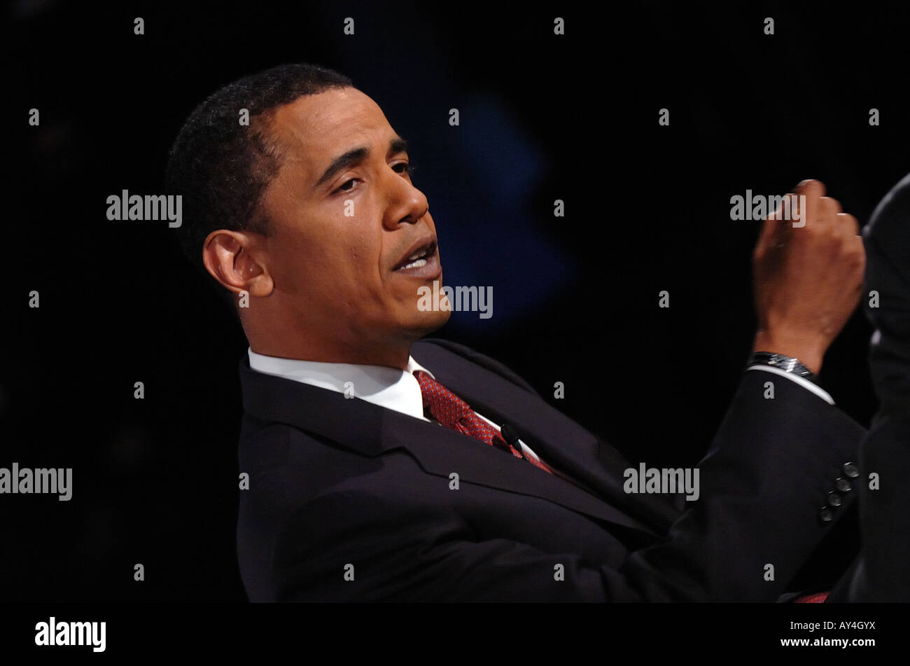 Barack Obama answers questions from students during a live broadcast of ...