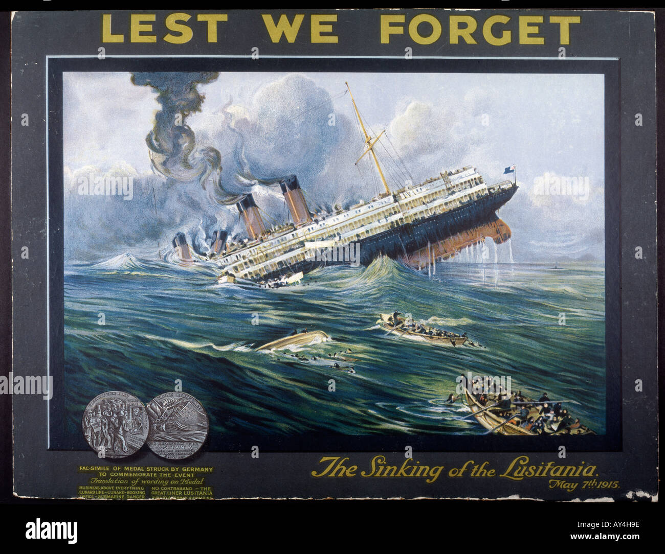Lusitania Torpedoed Stock Photo