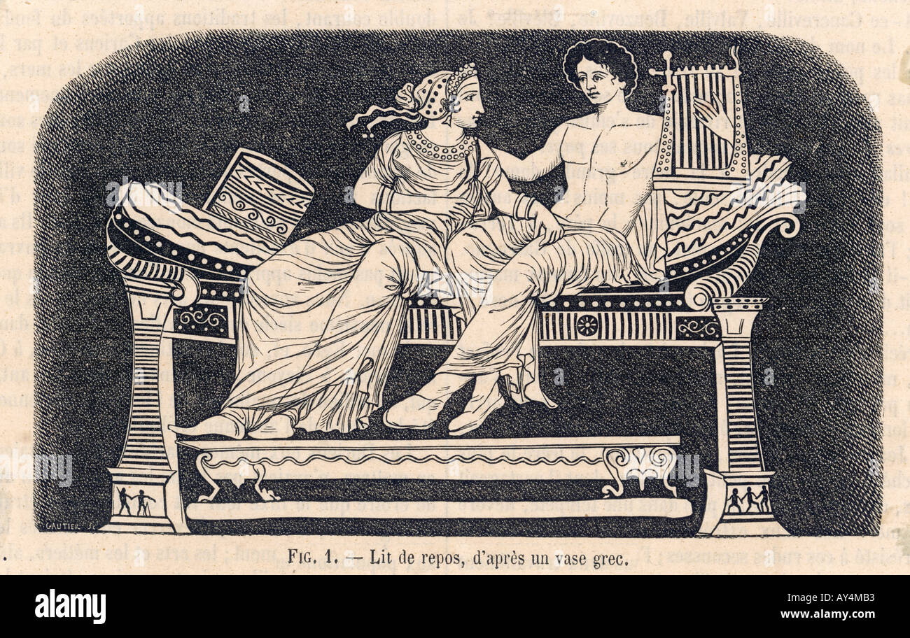 Ancient Greek Bed Stock Photo Alamy