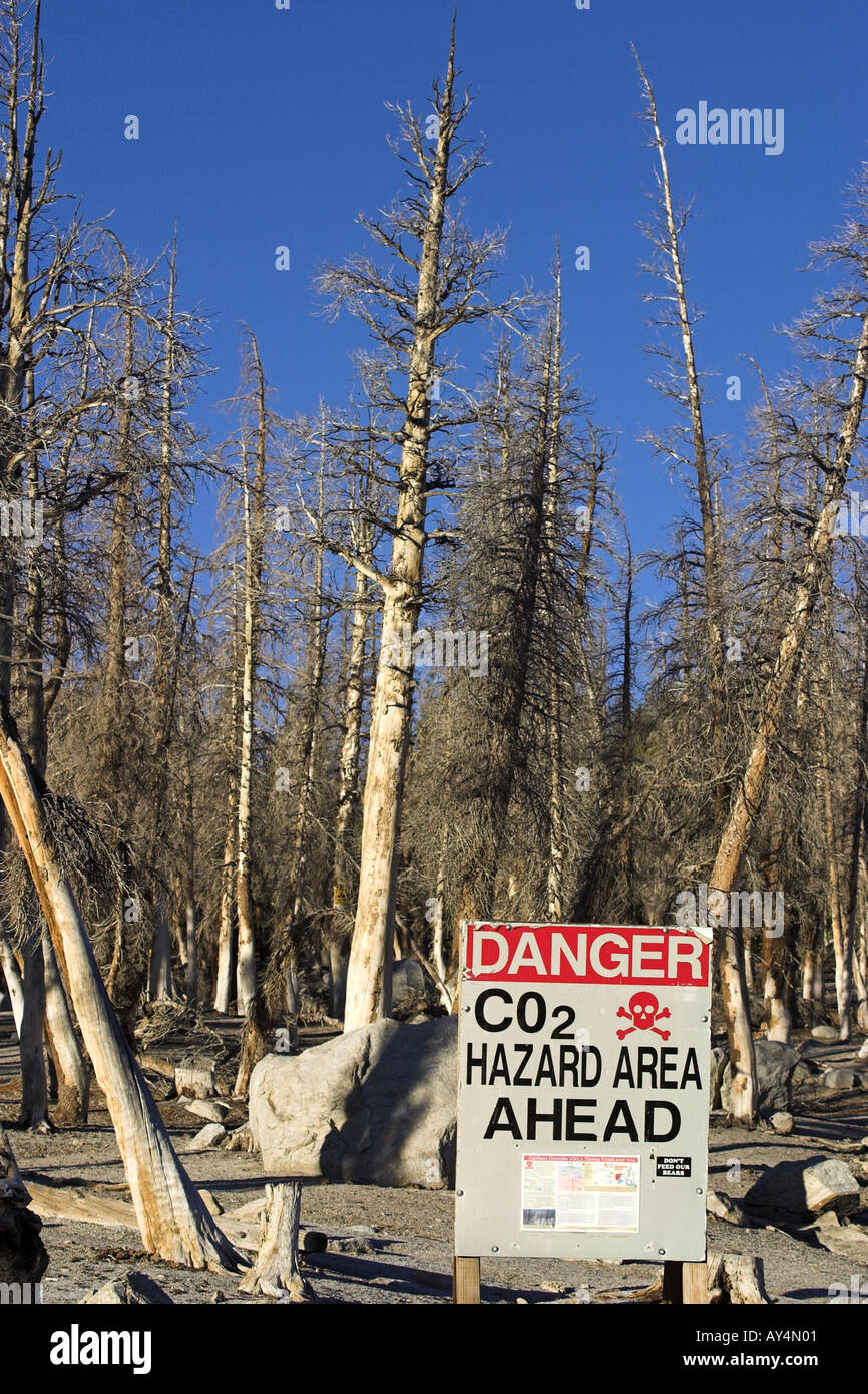 Toxic gas danger sign warning of hazard by natural carbon dioxide