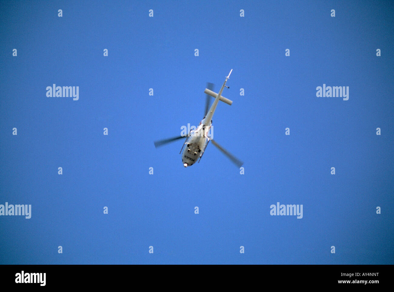 Police helicopter hovering Stock Photo