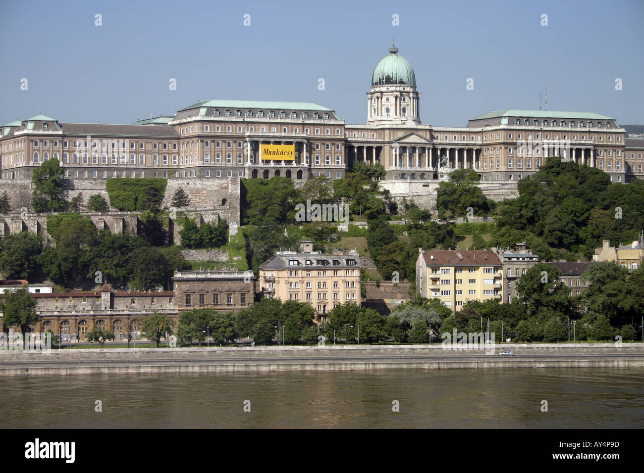 Buda Castle and royal palace overlooking the Danube Budapest Historical Museum and the National Gallery Stock Photo