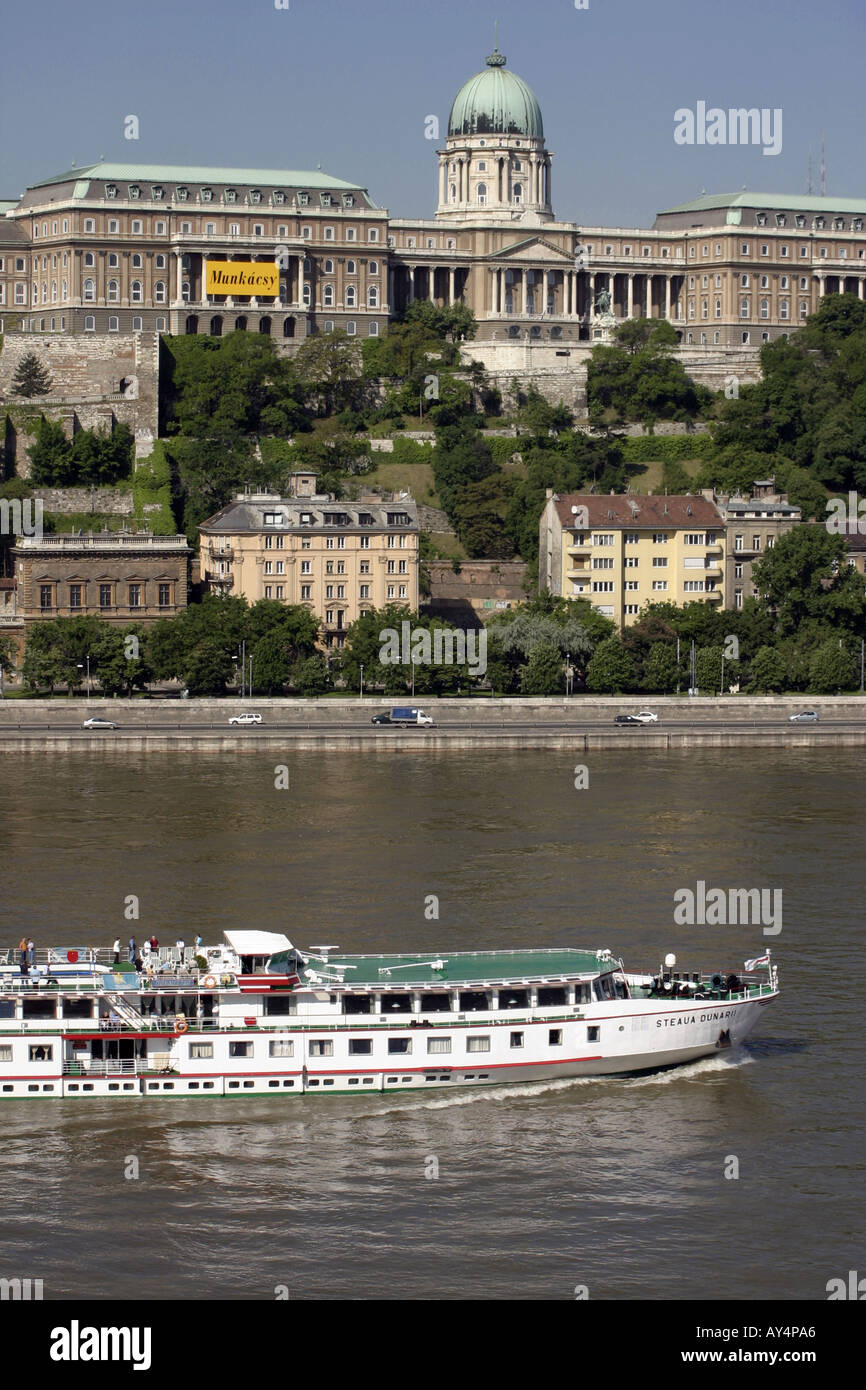 River Danuda with Buda castle royal palace national galley and museums in background Danube Budapest Hungary Stock Photo