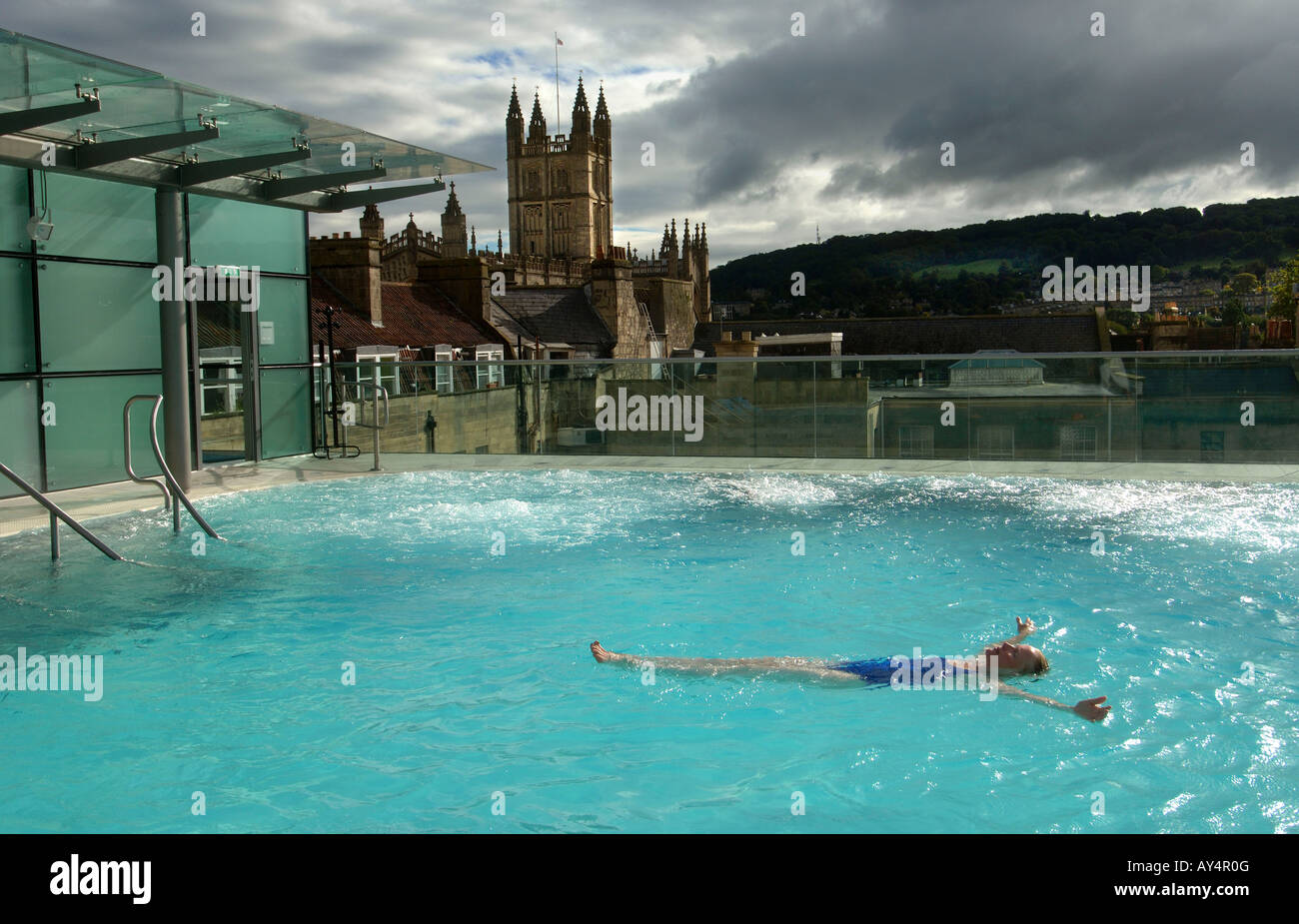 Bath the rooftop swimmingpool of the Thermea Spa Stock Photo - Alamy