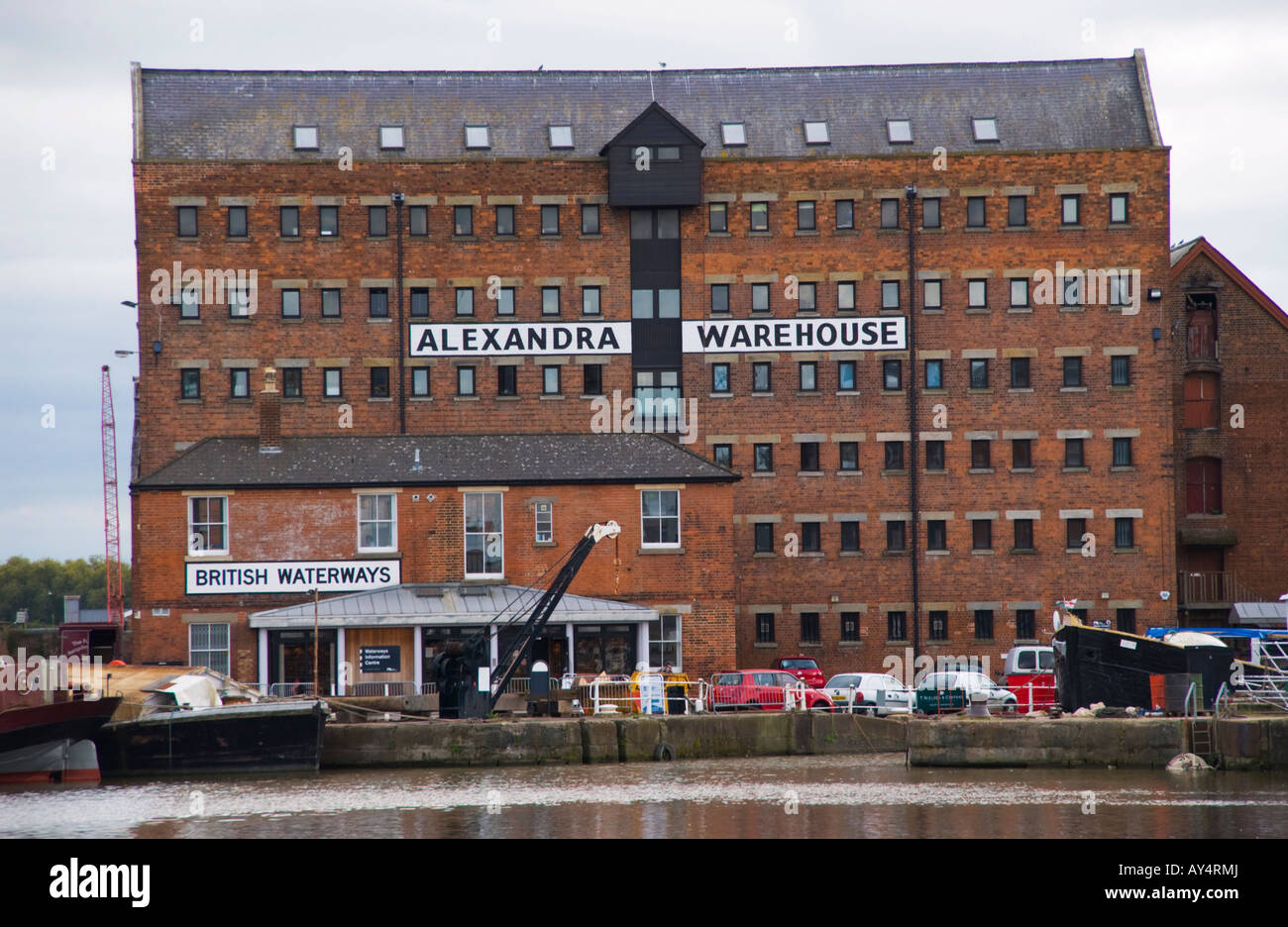 Former industrial warehouse now used for offices at the docks in