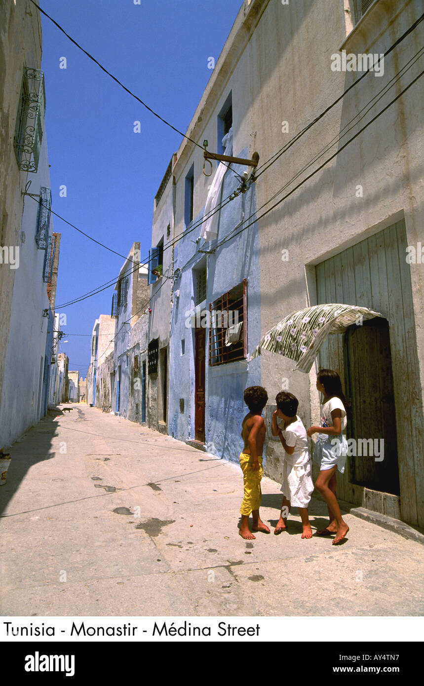Tunisia Monastir Mé dina Street Stock Photo