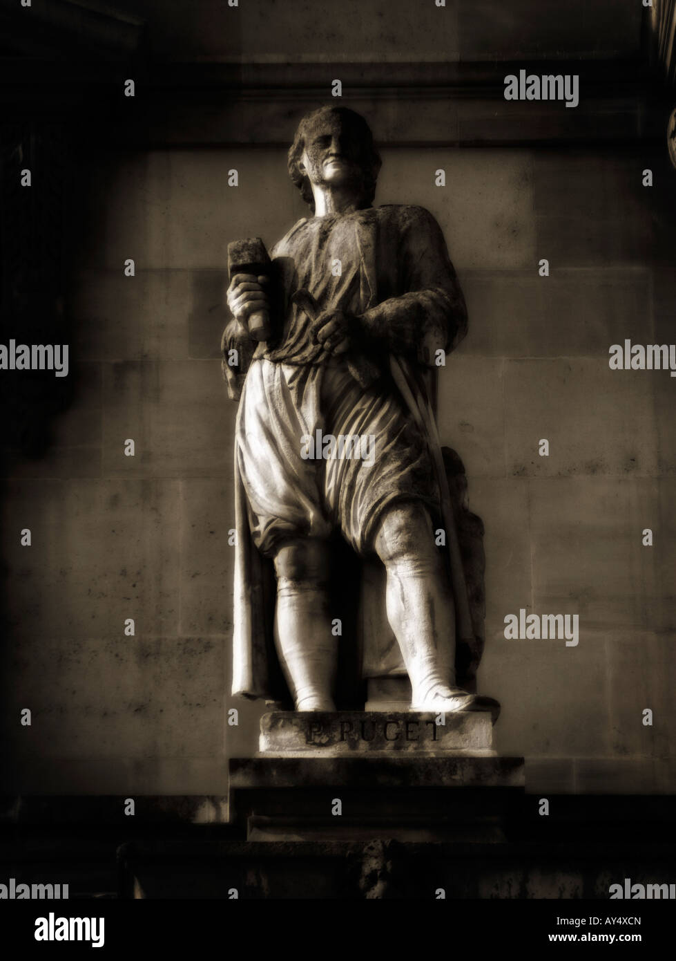Gallery of statues at the courtyard of the Louvre Museum. Paris. France