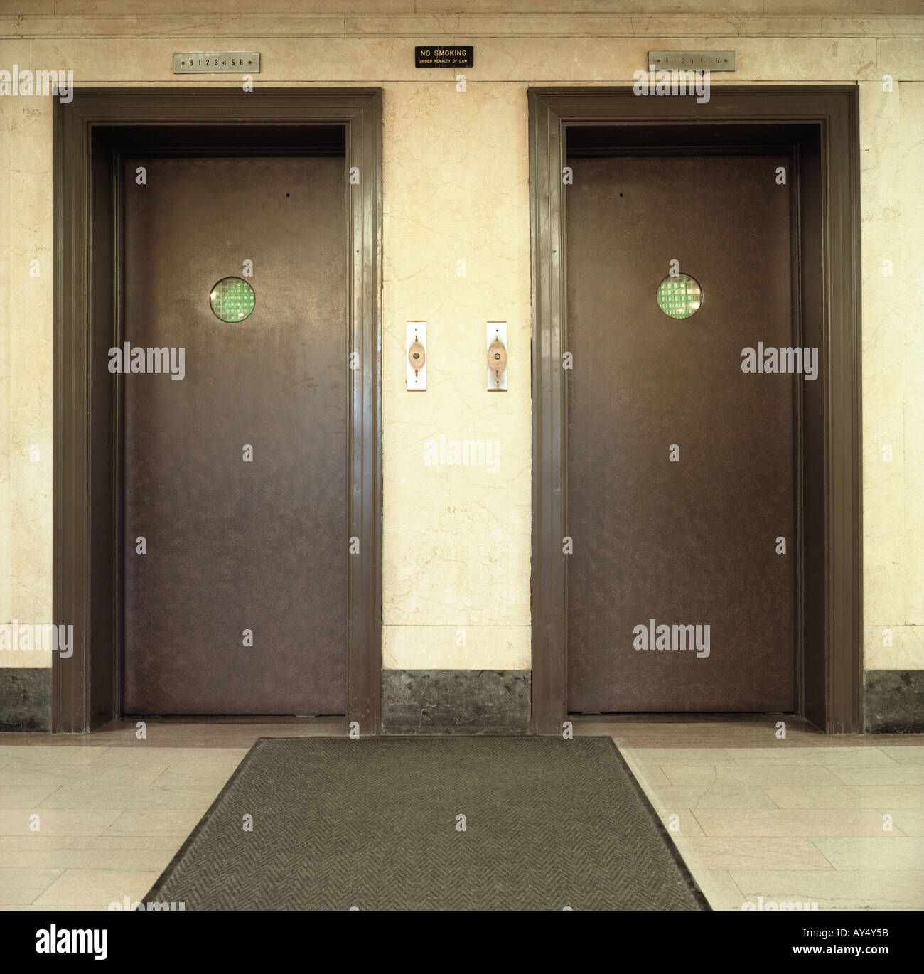 old elevators entrance in the hall of a condominium in New York city