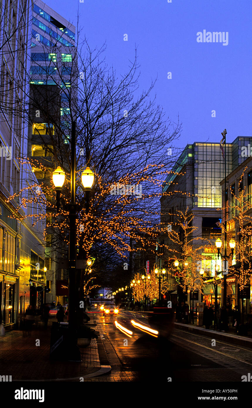 Christmas lights Portland Oregon Stock Photo Alamy