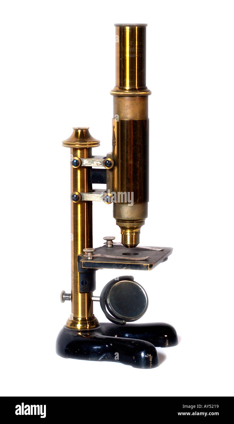 Antique brass microscope Stock Photo Alamy