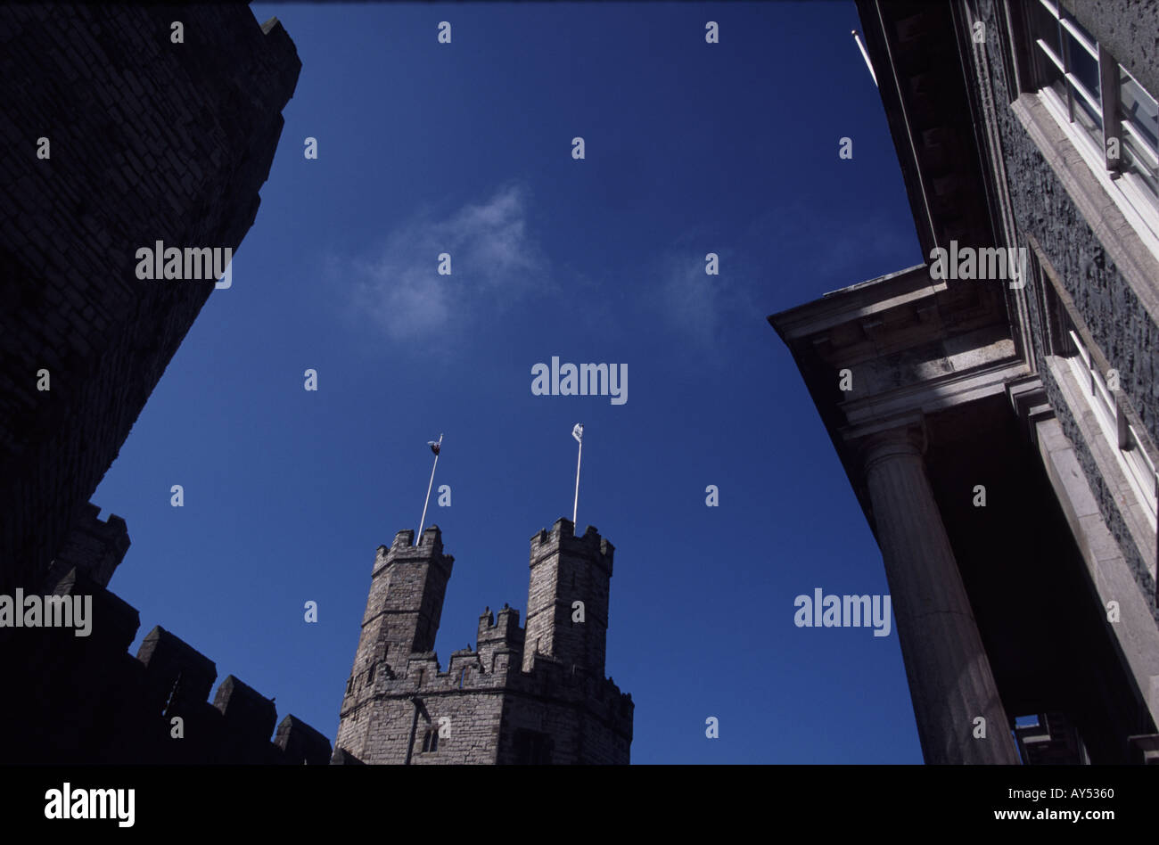 Skyline of Caernarfon Castle Caernarfon North Wales UK Stock Photo Alamy
