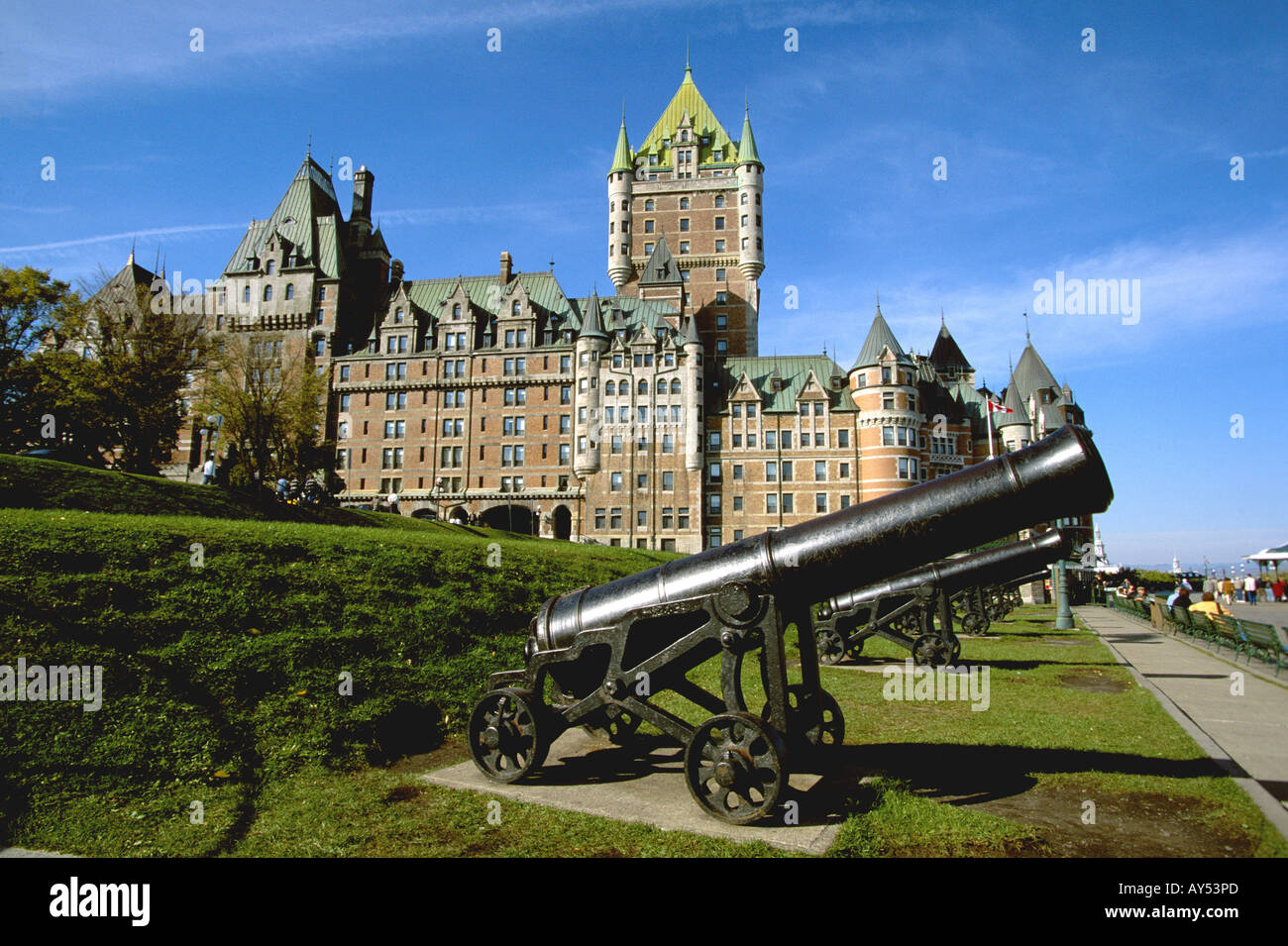 Canada Quebec Town Frontenac Castle Stock Photo