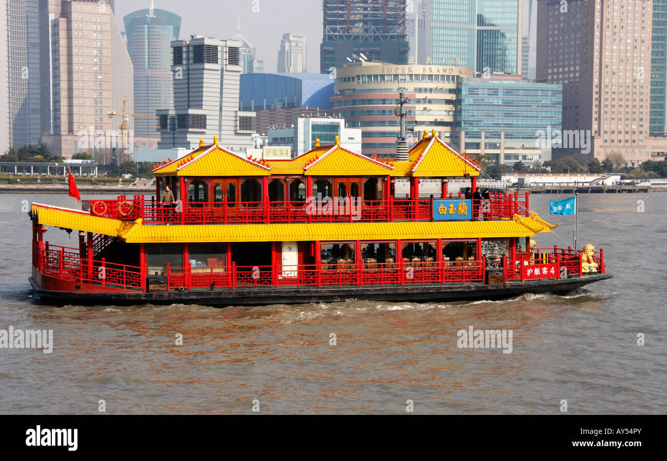 TOURIST PLEASURE BOAT ON THE HUANGPU RIVER IN SHANGHAI CHINA Stock exchange-rate-policies-microeconomics