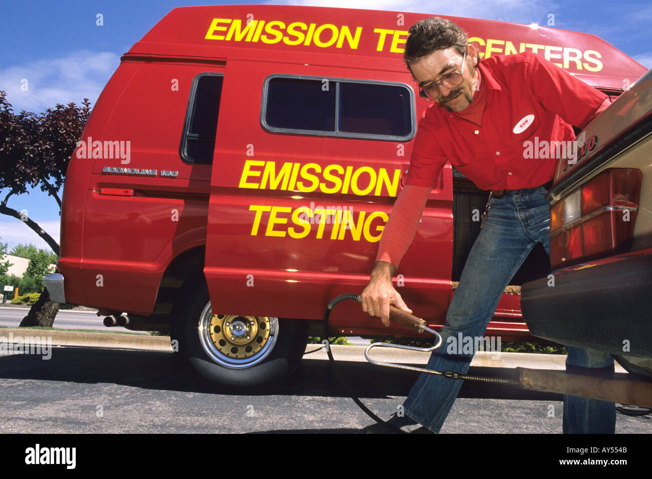 Emission testing of automobile exhaust Stock Photo Alamy