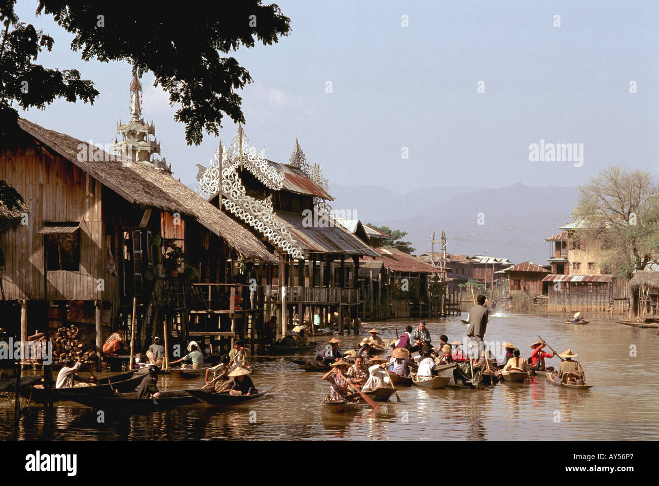 Myanmar Inle Lake Ywama Floating Market Stock Photo