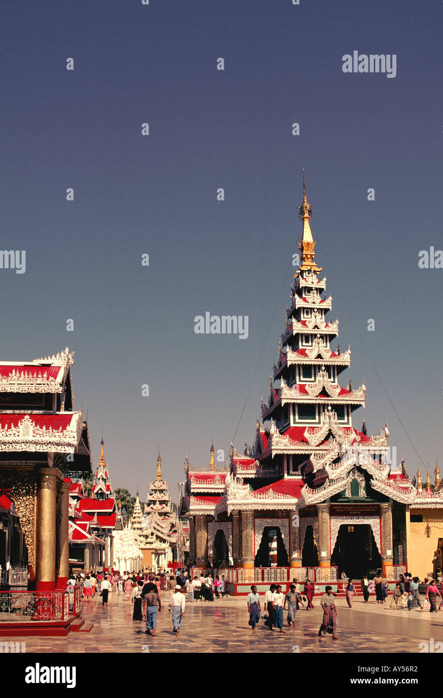 Myanmar Yangon Shwedagon Pagoda Stock Photo