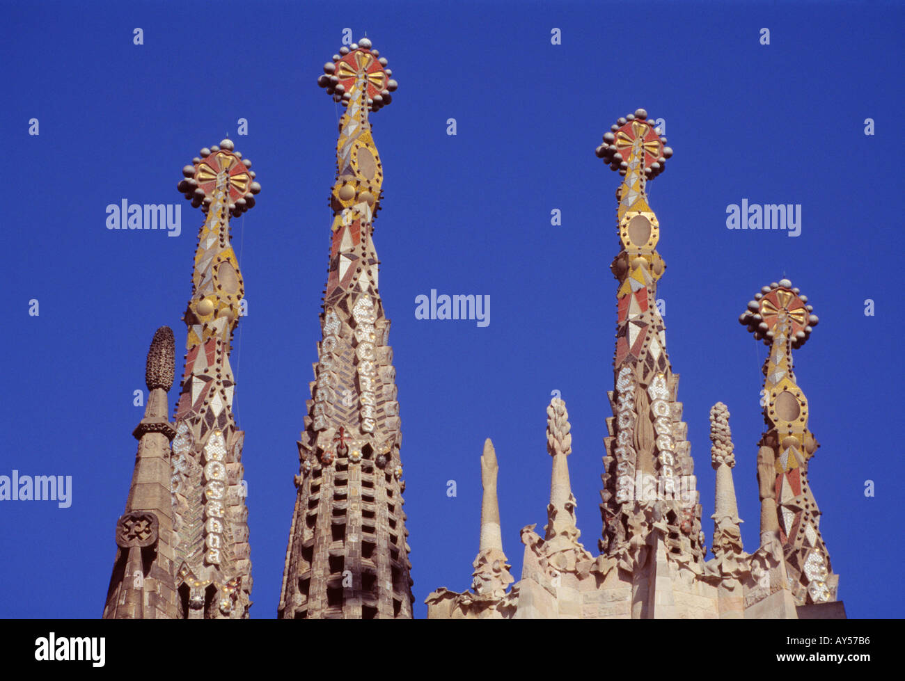 Sagrada Familia Chruch towers Barcelona by Antonio Gaudi Antoni Gaudí Spain Architecture Stock Photo
