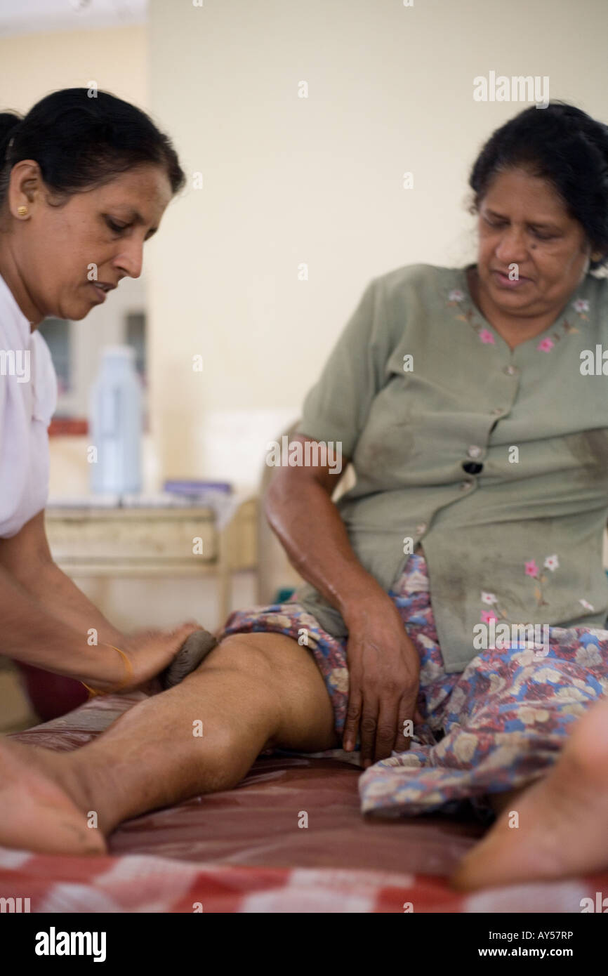 Ayurvedic massage in specialized clinic near Kandy Stock Photo