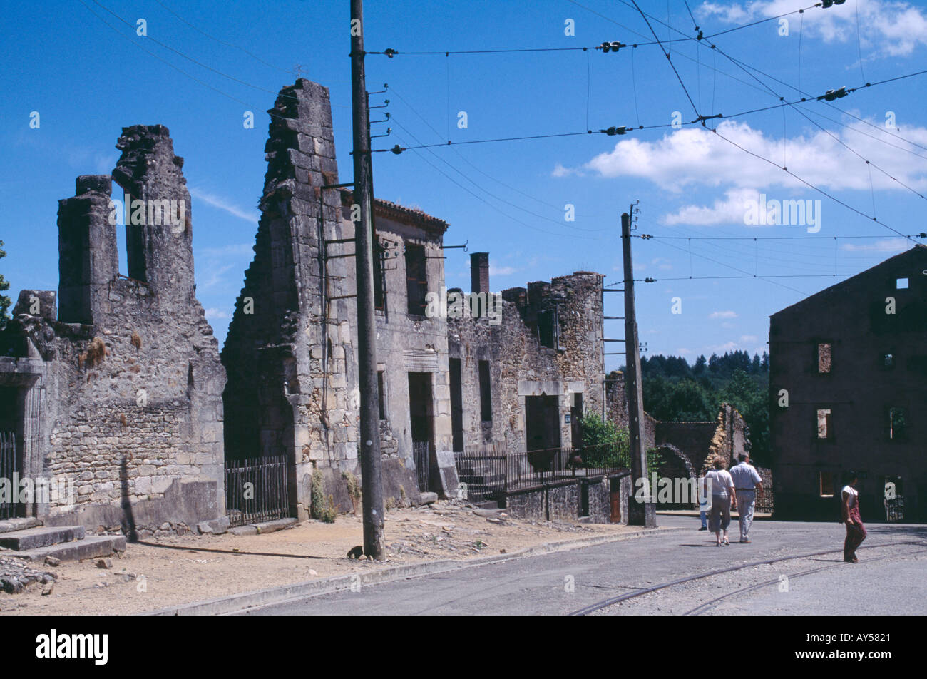 The preserved ruins of Oradour sur Glane where on 10 June 1944 soldiers ...