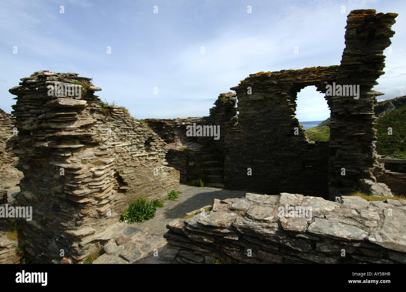Cornwall the ruins of the Tintagel castle Stock Photo