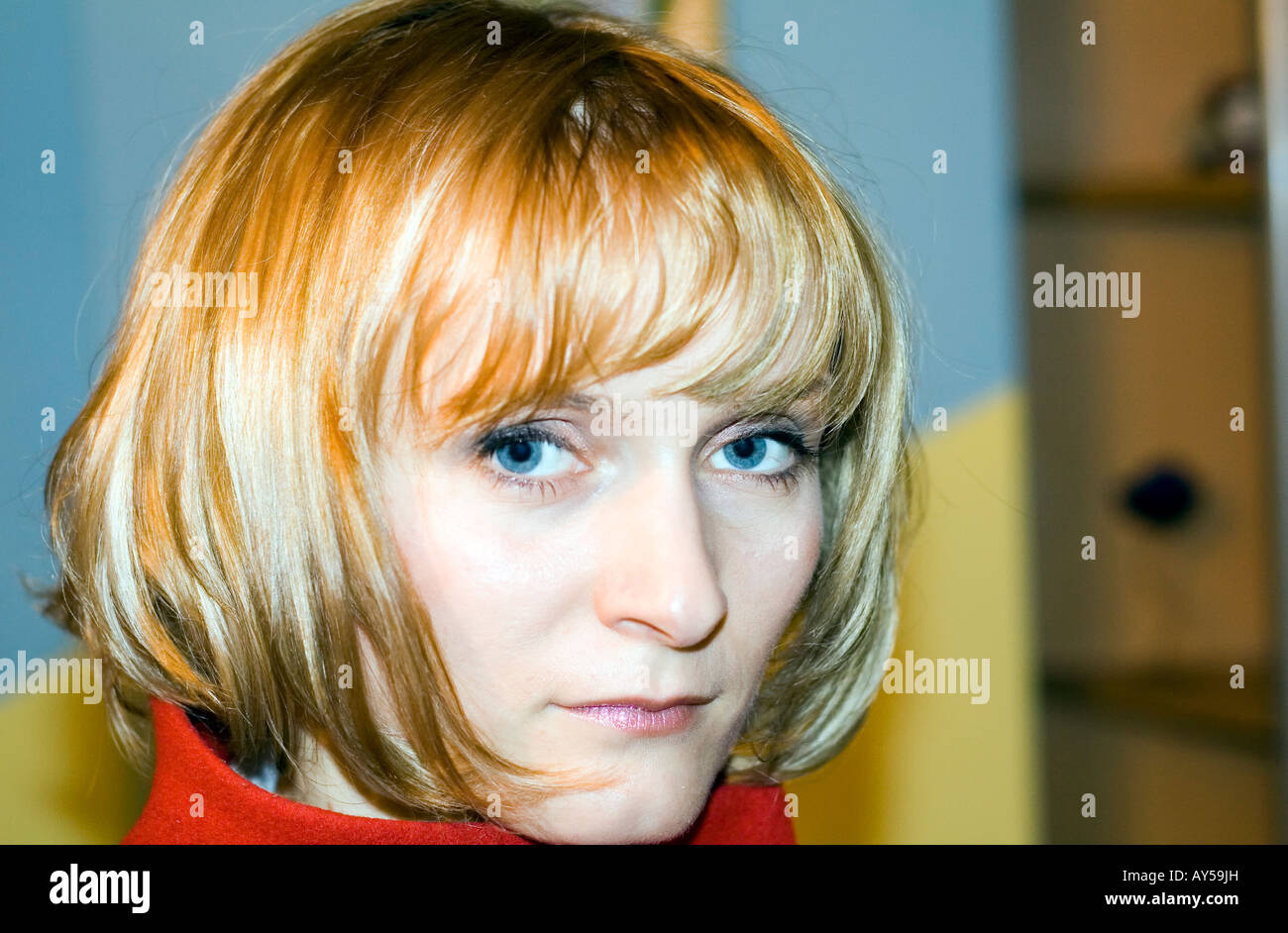 Face close up of a woman with beautiful blue eyes Stock Photo - Alamy