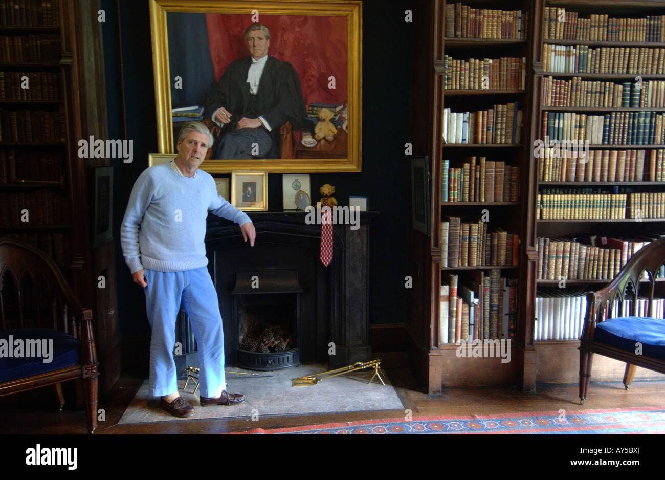 Cornwall Padstow Prideaux Place the Elizabethan Manor of the Prideaux Brune family Peter in the library Stock Photo