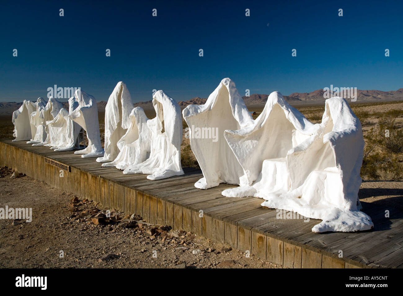 The Last Supper Modern Sculpture by Albert Szukalski 1985 at Ryolite Beatty Nevada USA Ghost Town Stock Photo