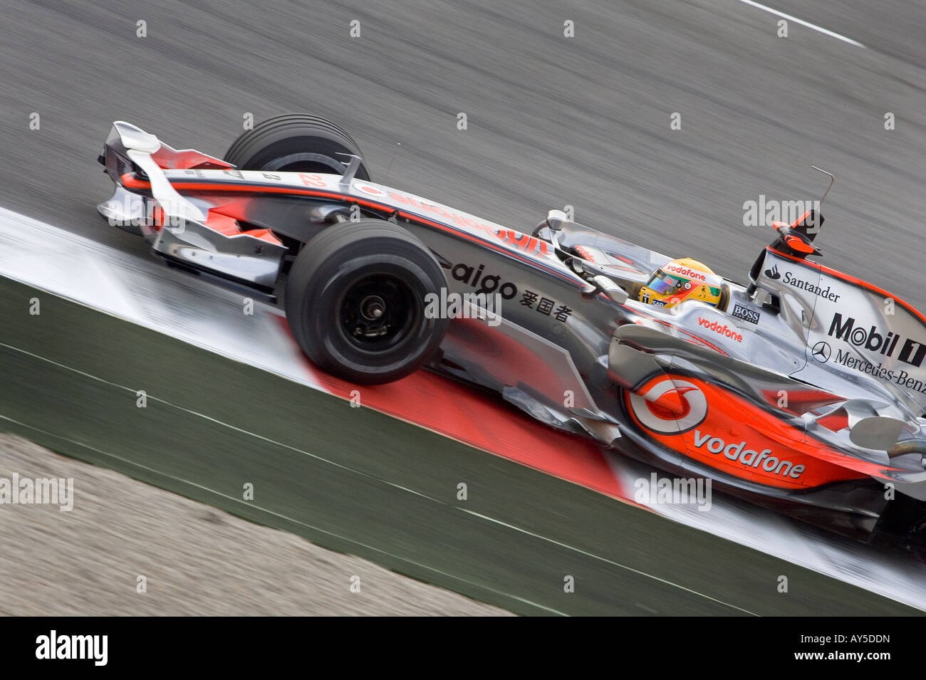 Lewis Hamilton driving for the McLaren-Mercedes Formula One team Stock