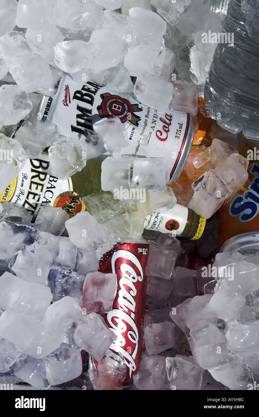 Ice filled drinks cool box Editorial use only Stock Photo