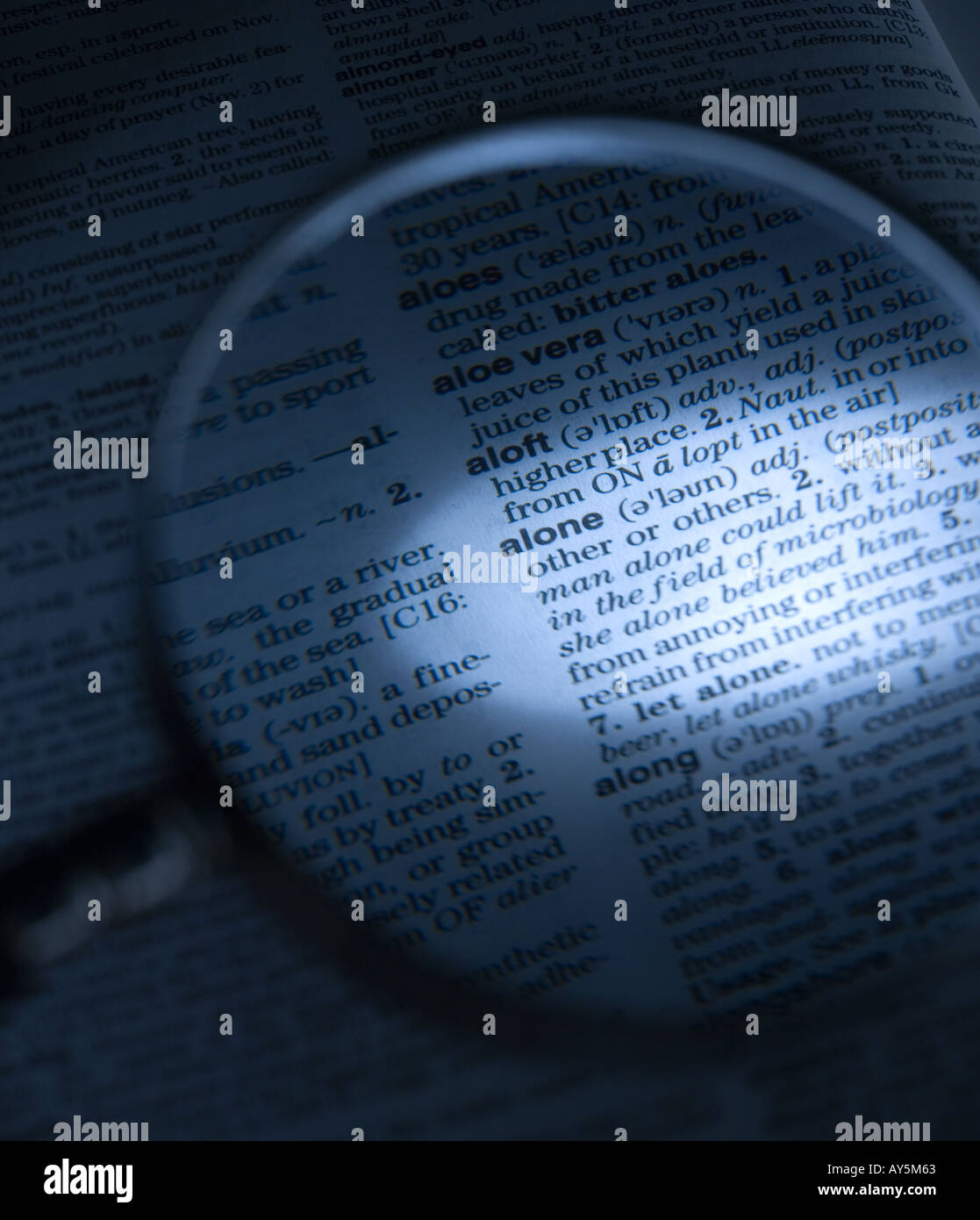 MAGNIFYING GLASS ON DICTIONARY PAGE SHOWING DEFINITION OF THE WORD