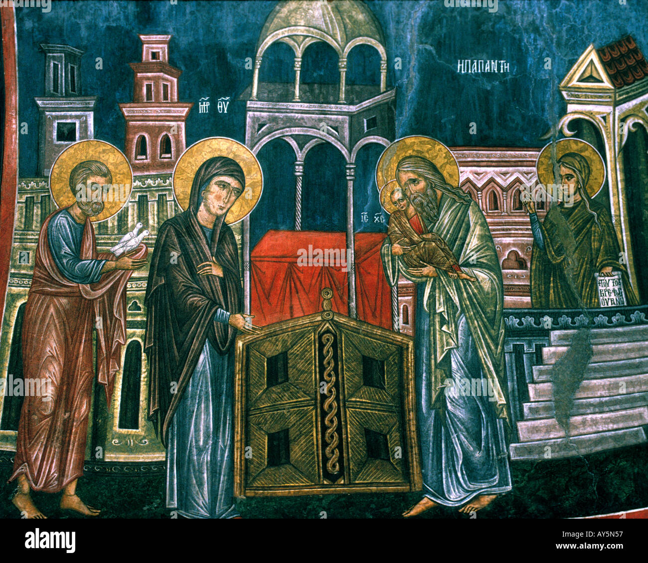 CY - ASSINOU:  Byzantine Fresco Stock Photo