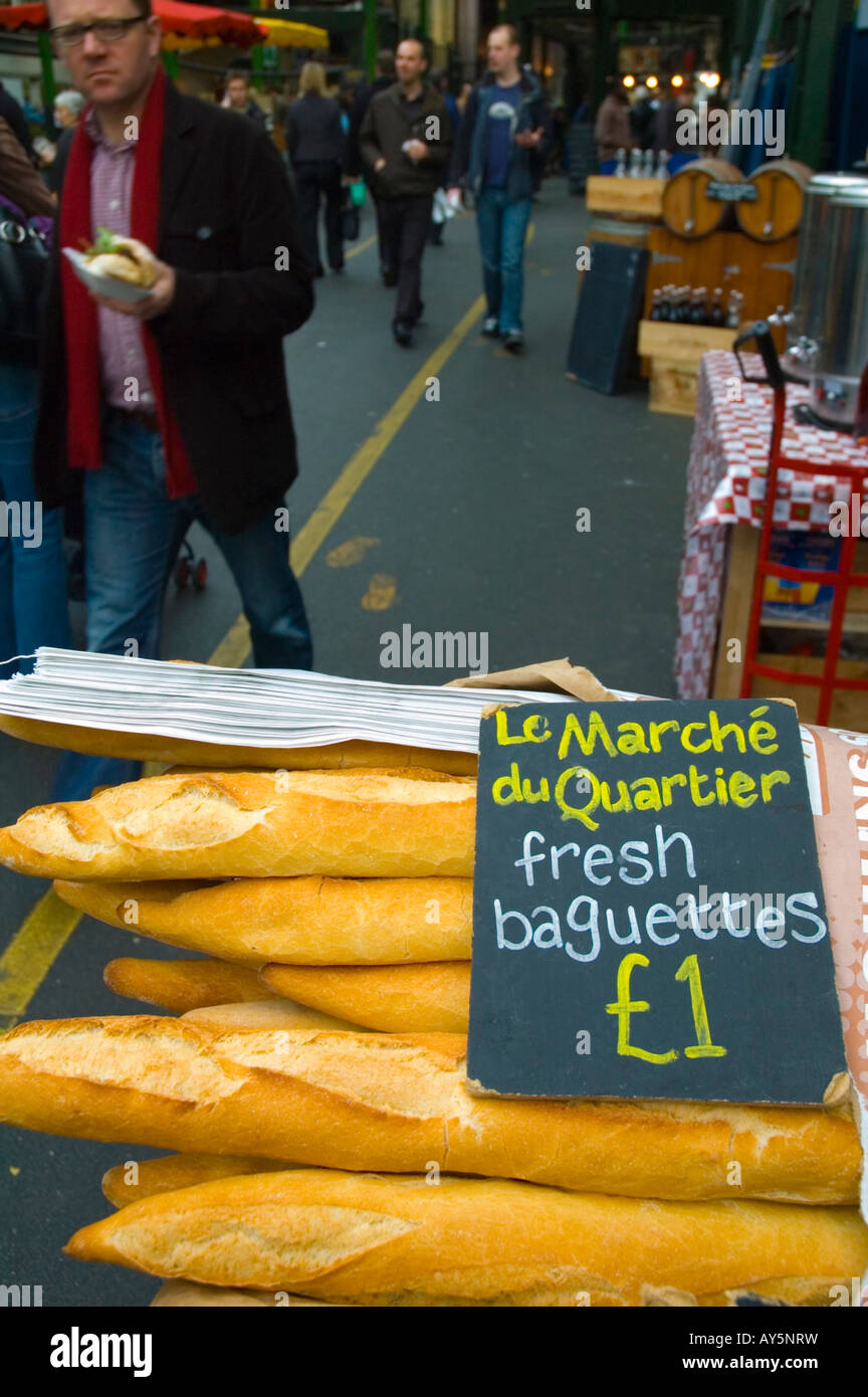 Fresh baguettes at Borough Organic market in London UK Stock Photo