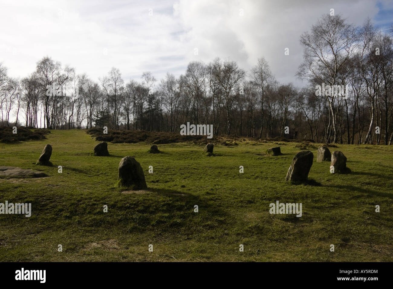 Nine Ladies Stone Circle, Stanton Moor, Peak District National Park, Derbyshire, England, UK Stock Photo