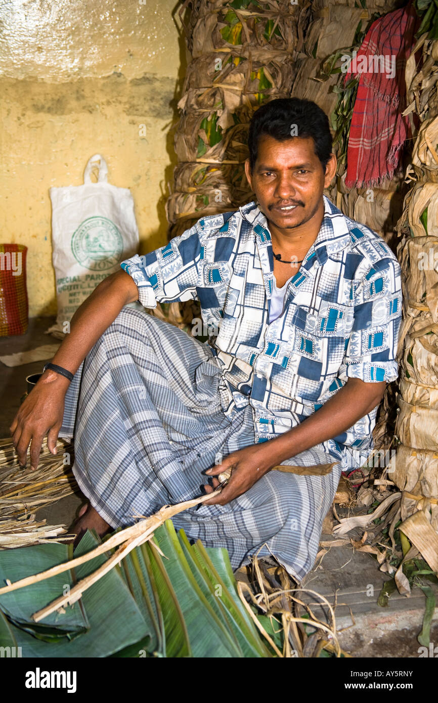Male market trader in a street market, Madurai, Tamil Nadu, India Stock Photo