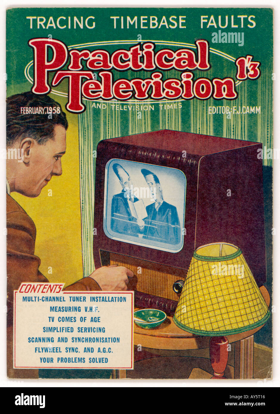 Adjusting Early Tv Set Stock Photo Alamy