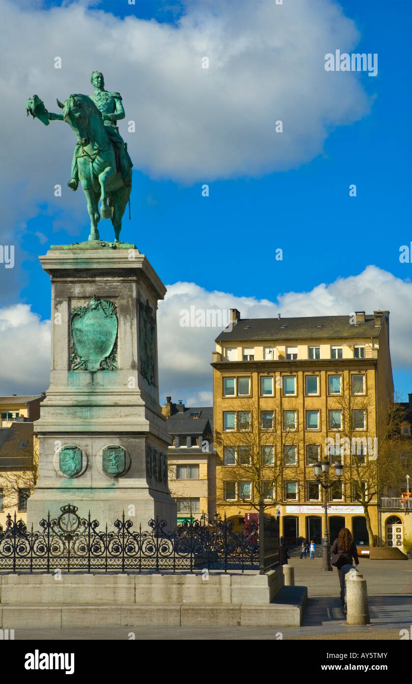 Statue of Guillaume II at Place Guillaume II in Ville de Luxembourg Europe Stock Photo