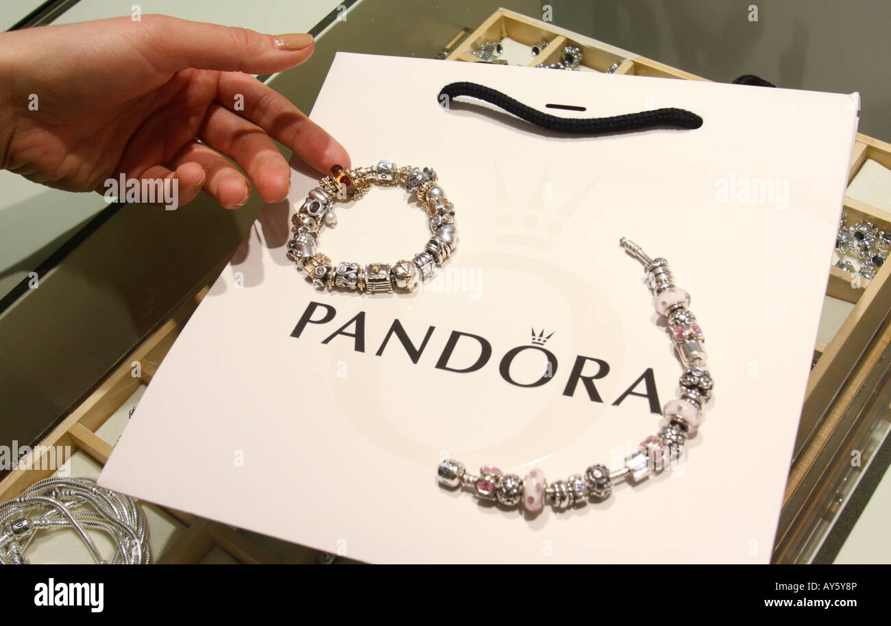 Pandora jeweler jeweller shop store Logo Duesseldorf Germany bracelets Duesseldorf Germany Stock Photo