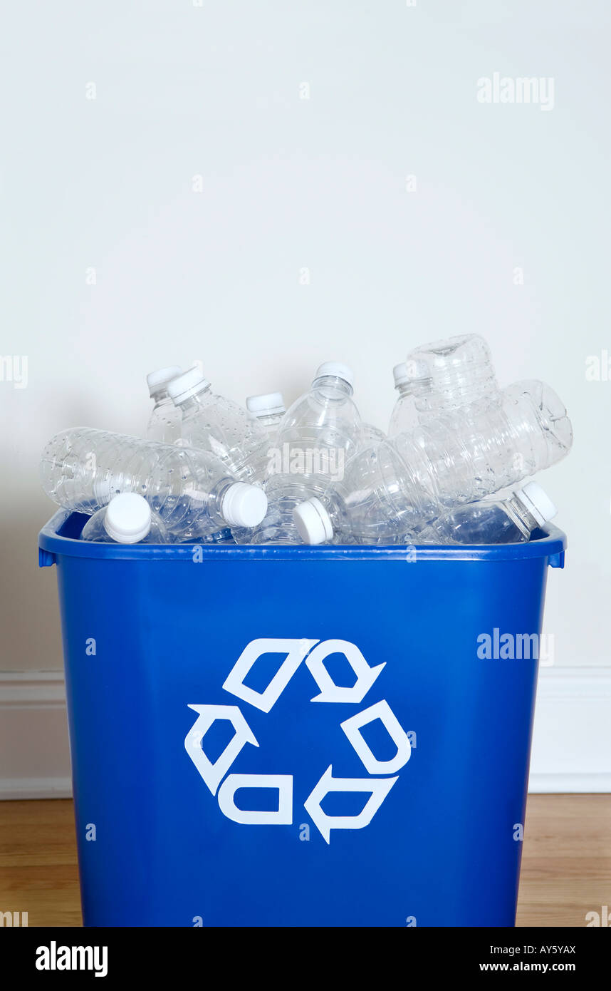 Plastic water bottles in recycling bin Stock Photo Alamy